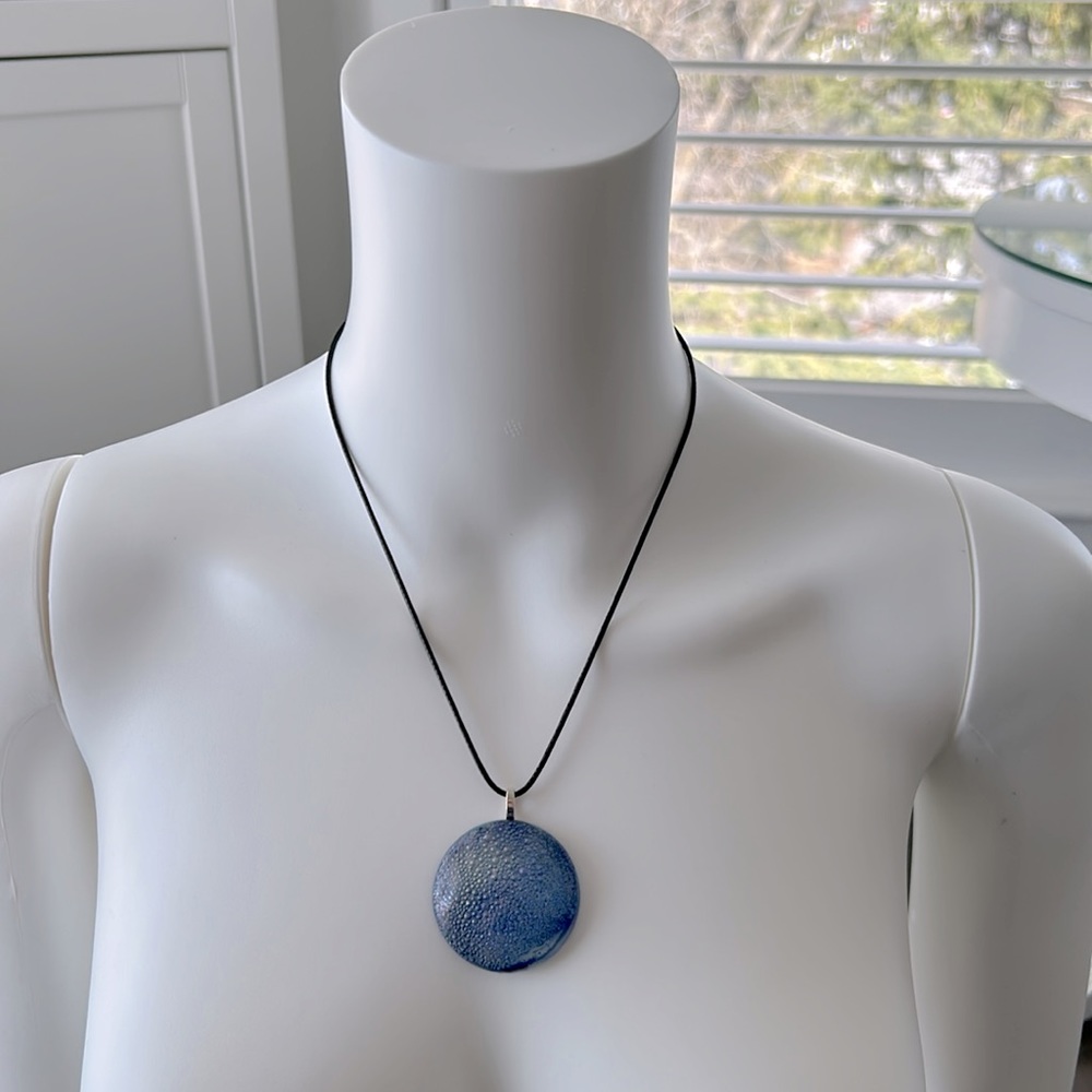 Handmade Necklace Pendant Charm, Jewellery, Purple Blue Bubble Circle, Jewel